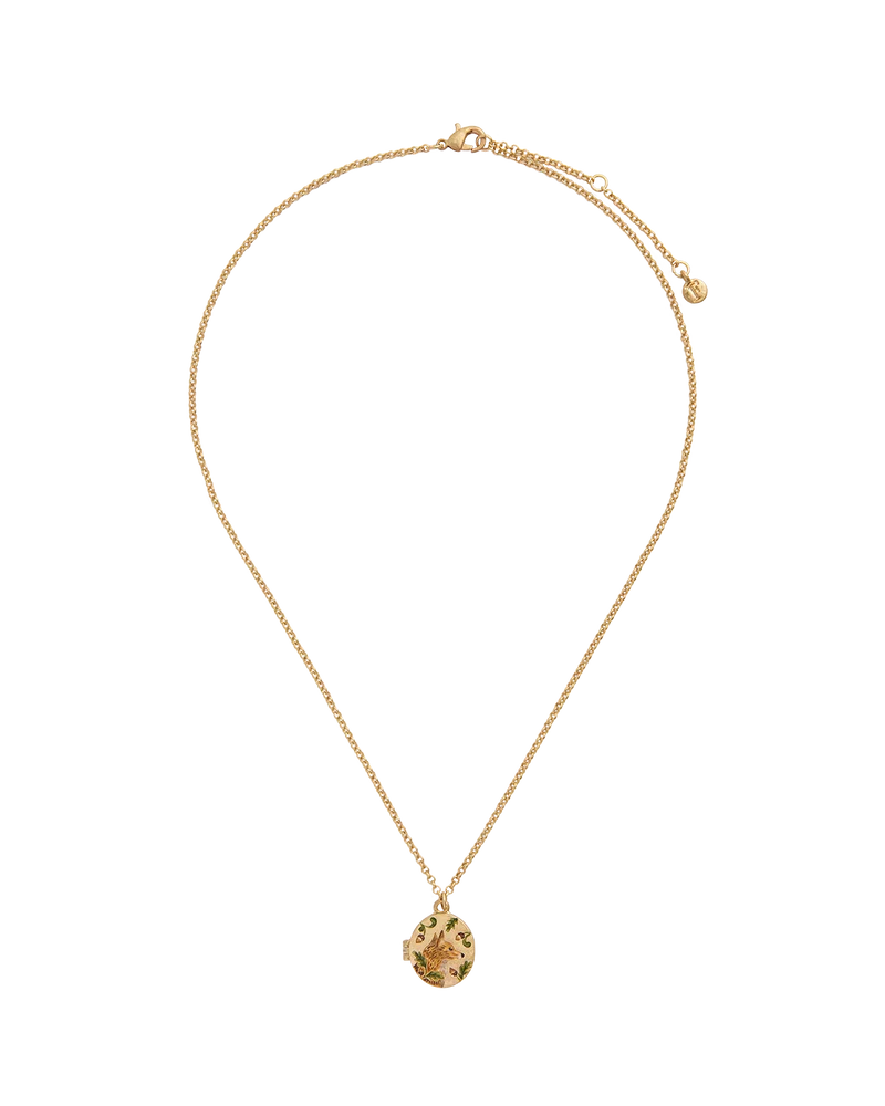Fox & Acorn Oval Chain Locket Necklace