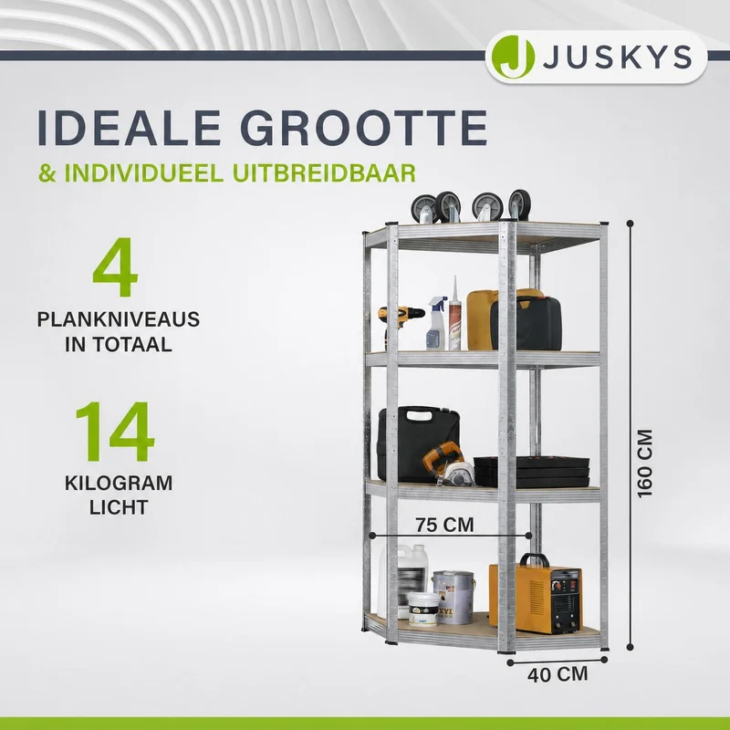 Eckregal Corner Easy 160 x 75 x 40-75 cm
