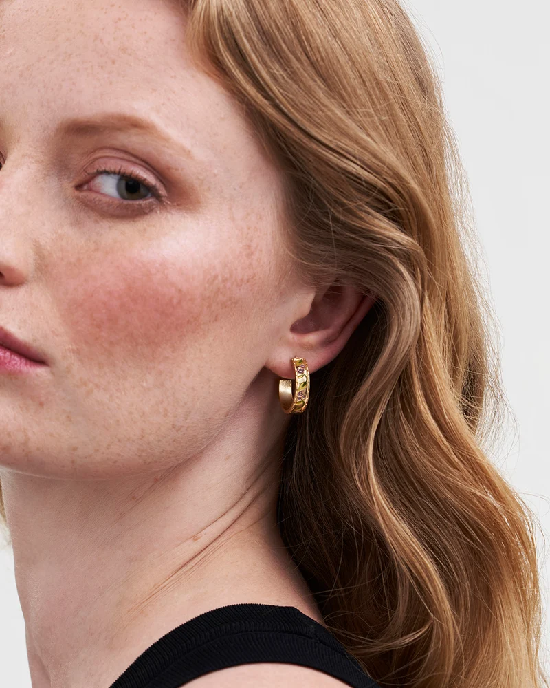 Gold Blackberry Bramble Hoop Earrings