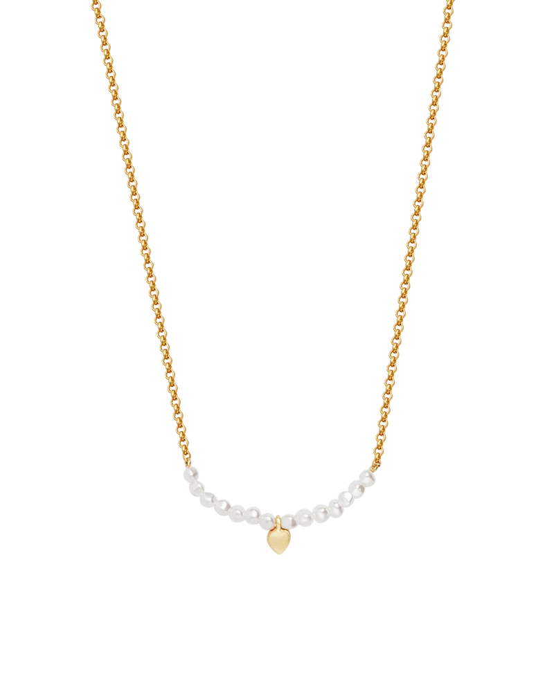 Gold Love Heart Pearl Necklace
