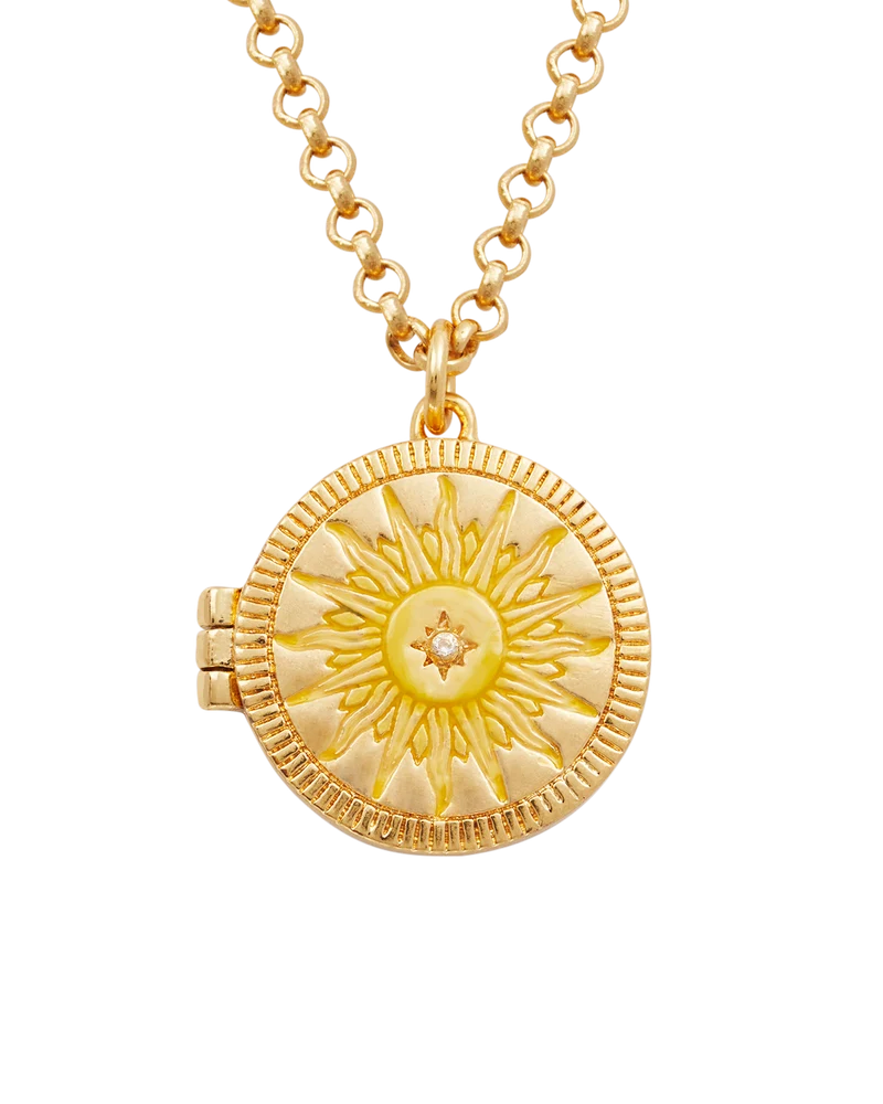 Gold Sun Locket Necklace