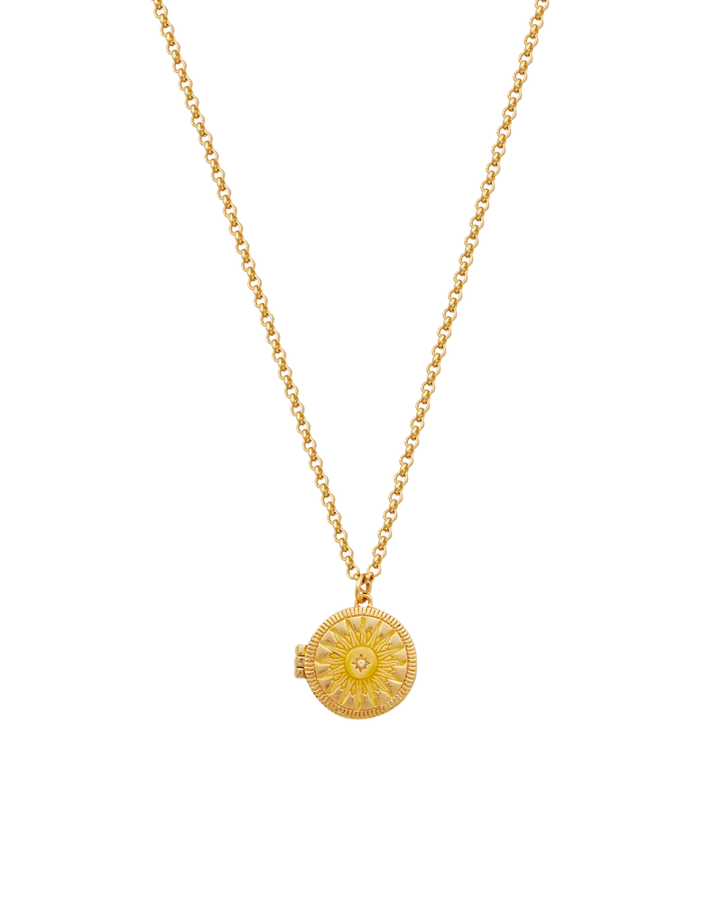 Gold Sun Locket Necklace
