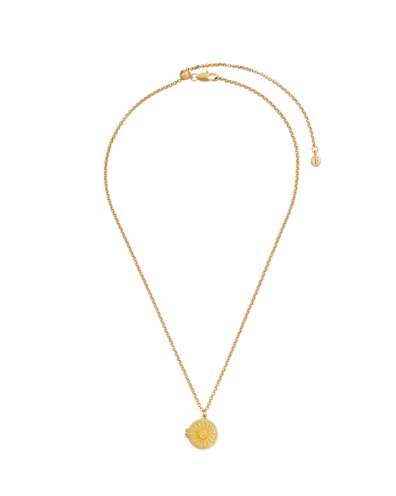 Gold Sun Locket Necklace