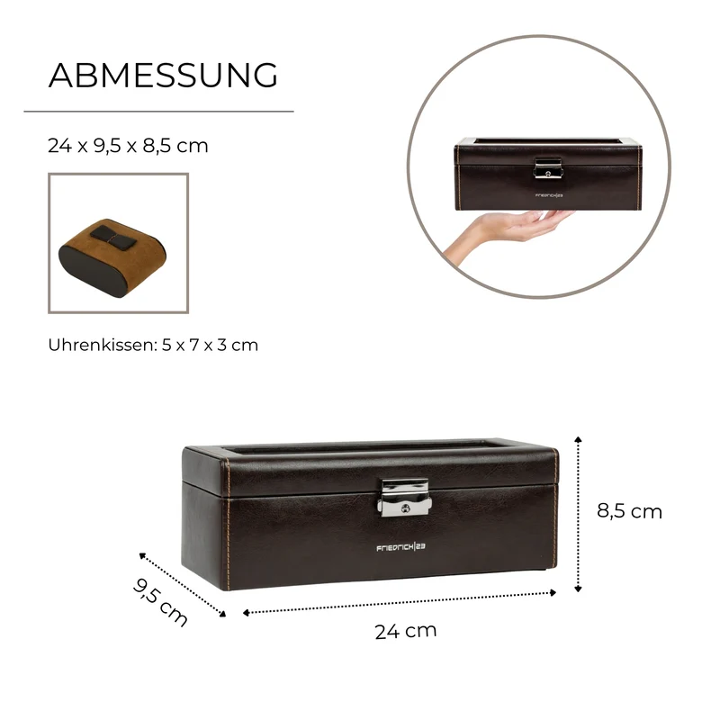 BOND Uhrenbox für 4 Uhren mit Glasdeckel