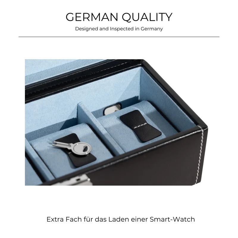 BOND Uhrenbox für 4 Uhren mit Glasdeckel
