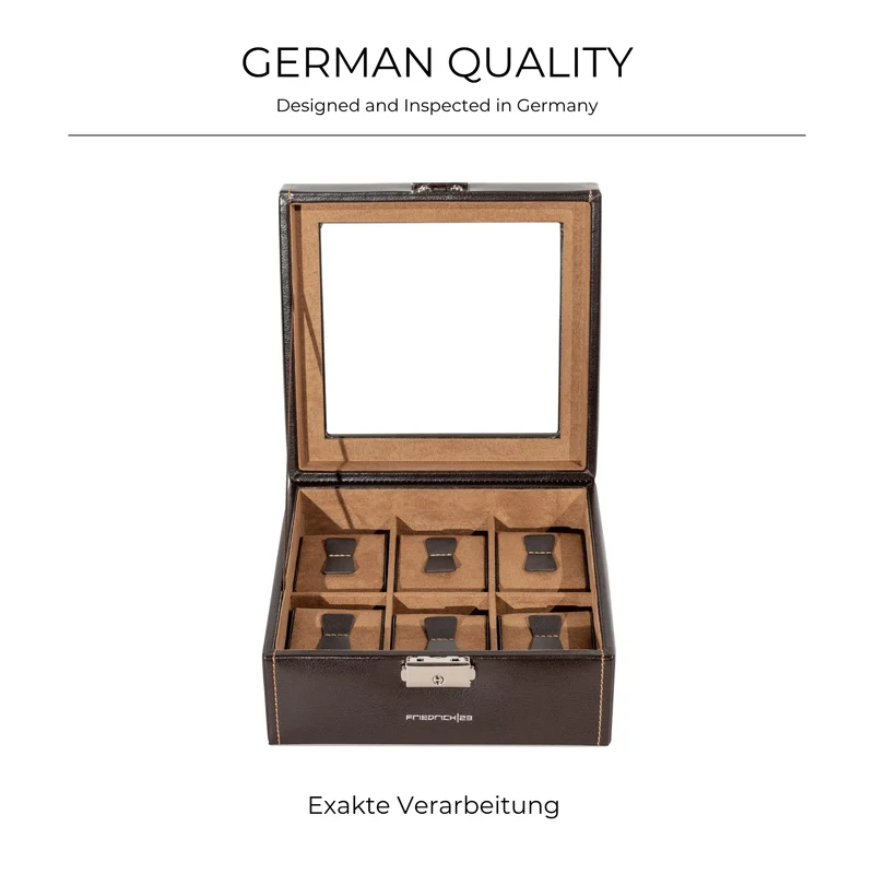 BOND Uhrenbox für 6 Uhren mit Glasdeckel