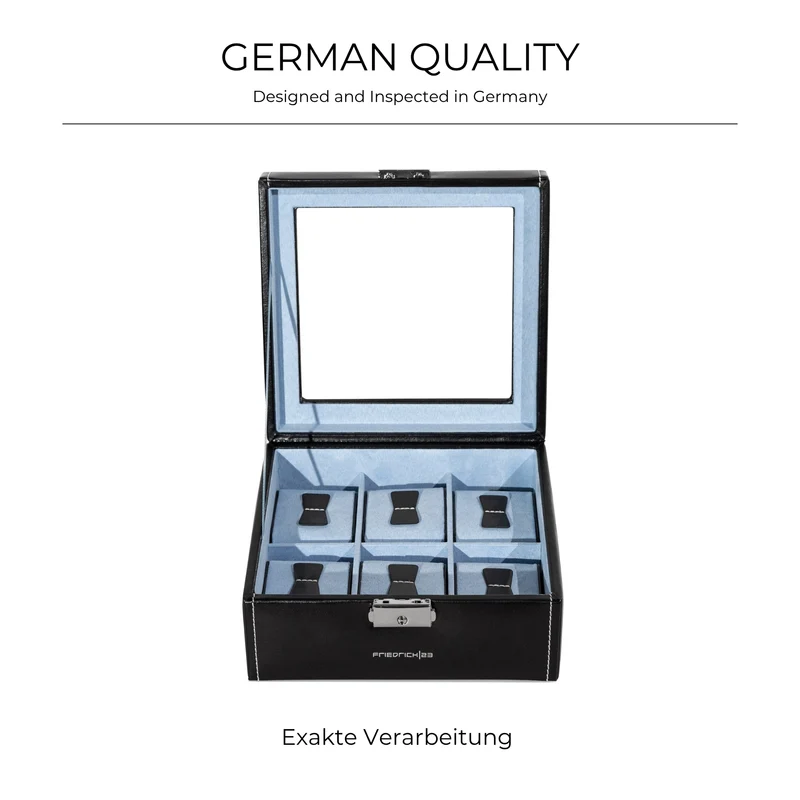 BOND Uhrenbox für 6 Uhren mit Glasdeckel