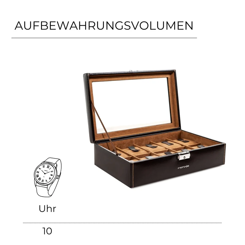 BOND Uhrenbox für 10 Uhren mit Glasdeckel
