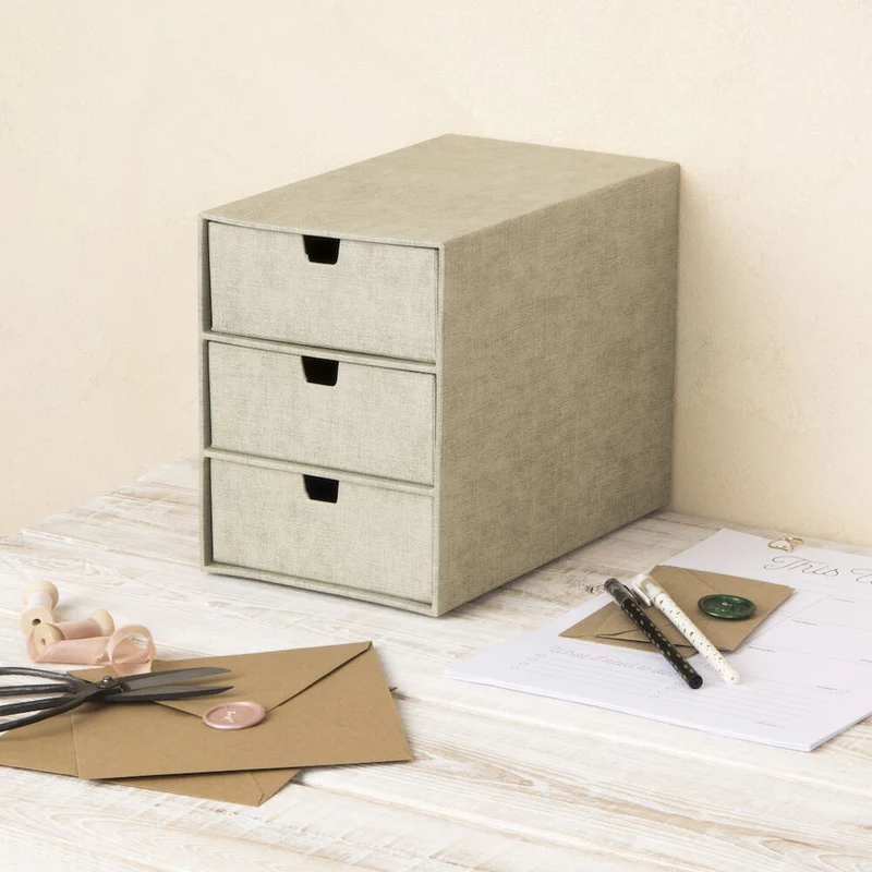 INGRID Schubladenbox 3 Fächer - Linnen Canvas