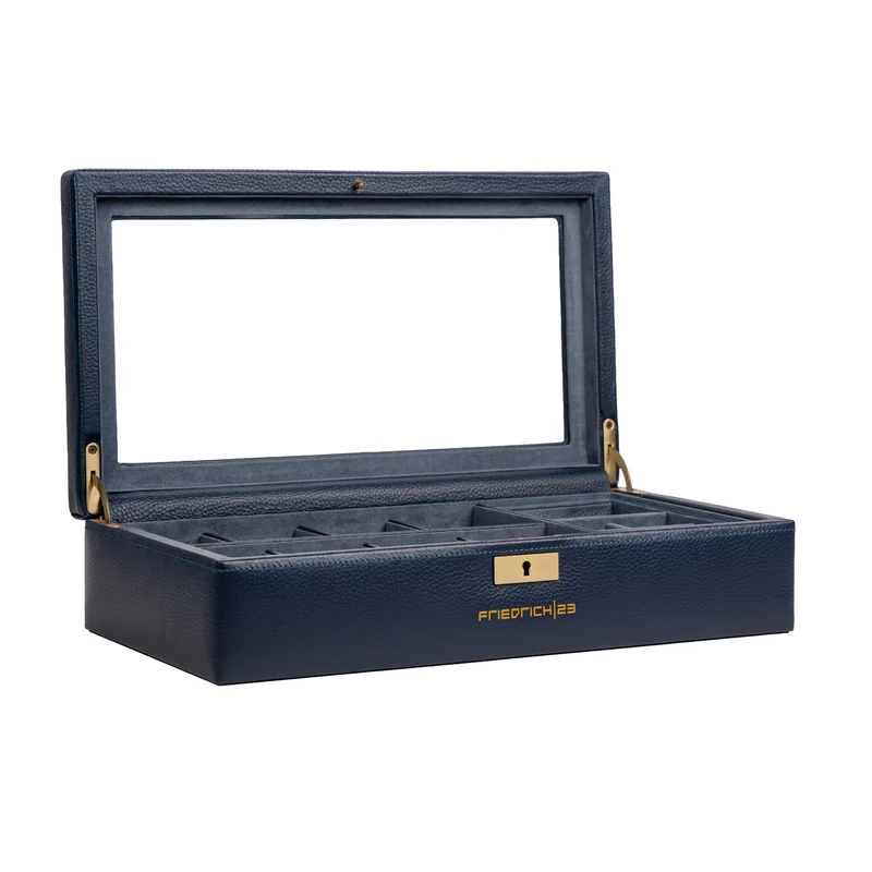 DYNASTY Uhrenbox für 8 Uhren aus Leder mit Glas