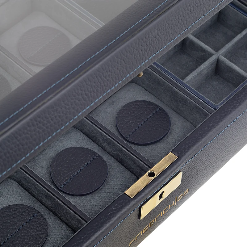 DYNASTY Uhrenbox für 8 Uhren aus Leder mit Glas