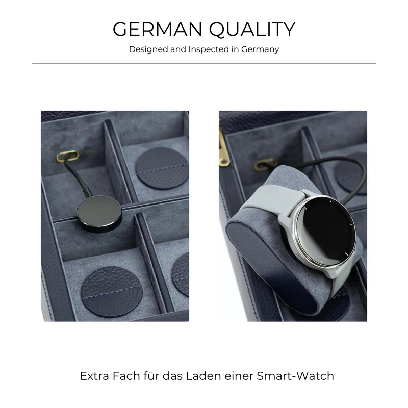 DYNASTY Uhrenbox für 8 Uhren aus Leder mit Glas