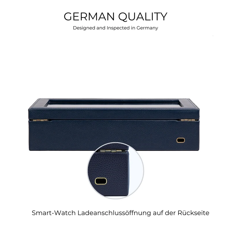 DYNASTY Uhrenbox für 8 Uhren aus Leder mit Glas