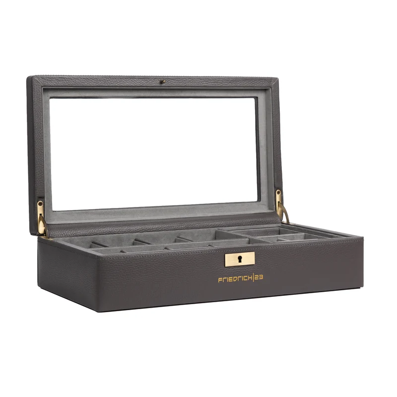 DYNASTY Uhrenbox für 8 Uhren aus Leder mit Glas