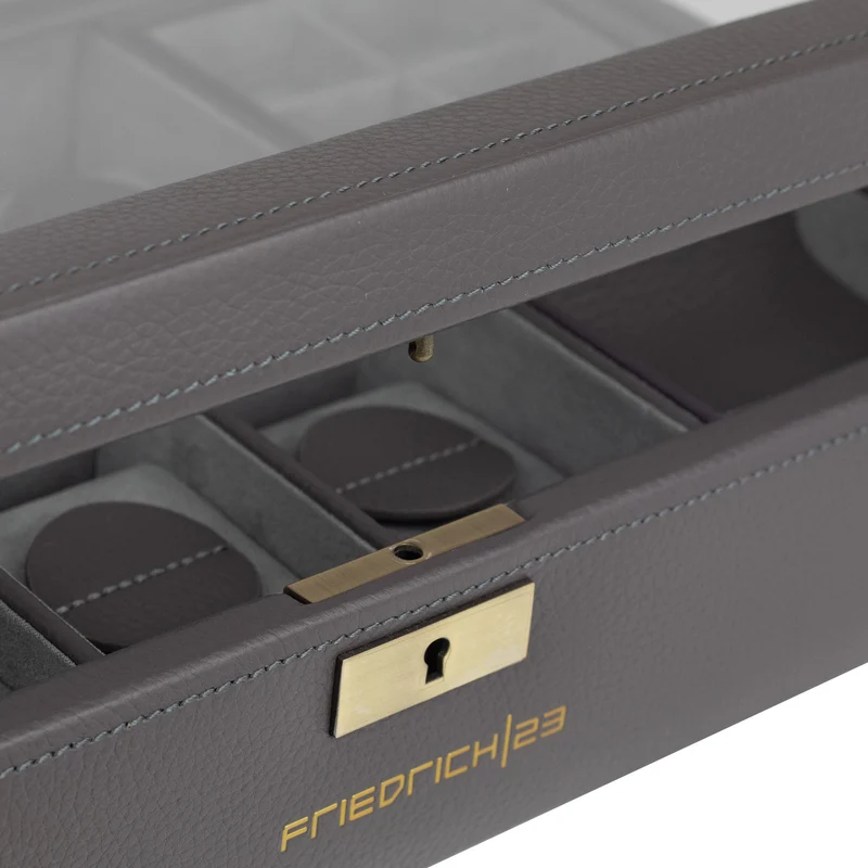 DYNASTY Uhrenbox für 8 Uhren aus Leder mit Glas