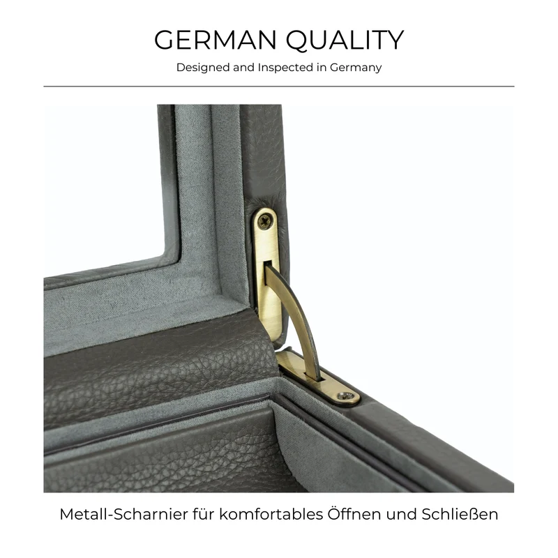 DYNASTY Uhrenbox für 8 Uhren aus Leder mit Glas