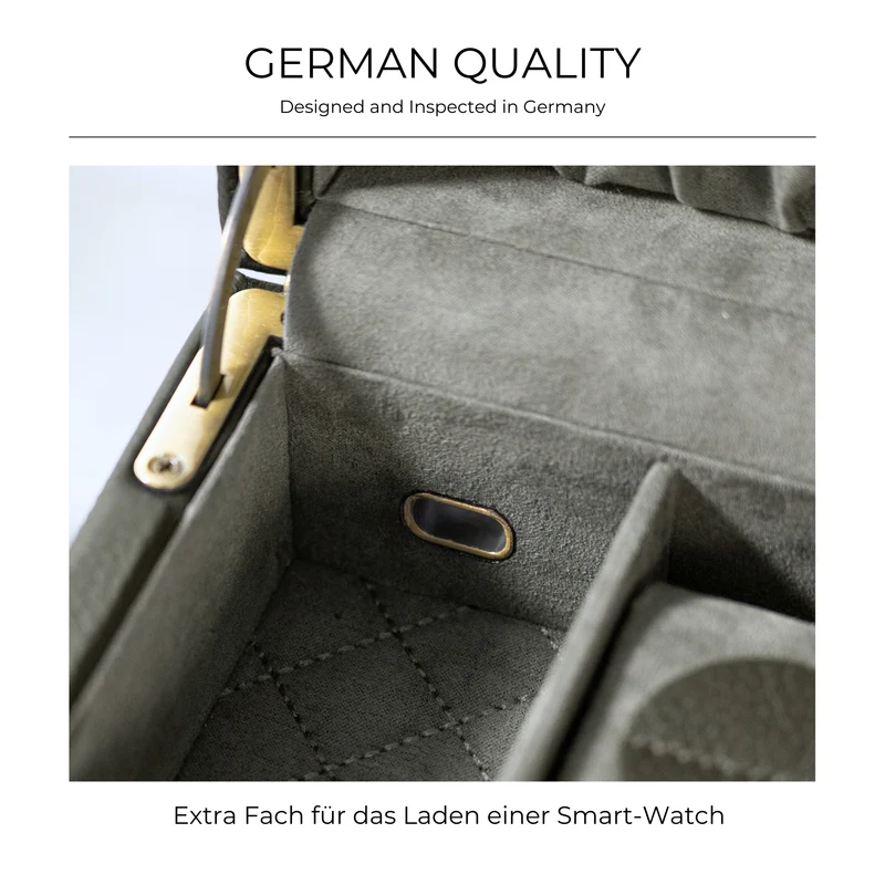 DYNASTY Uhrenbox für 8 Uhren aus Leder mit Glas