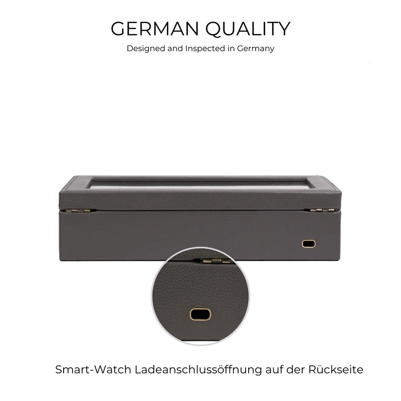 DYNASTY Uhrenbox für 8 Uhren aus Leder mit Glas