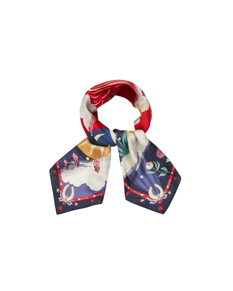 Freya's Heart Square Scarf in Navy