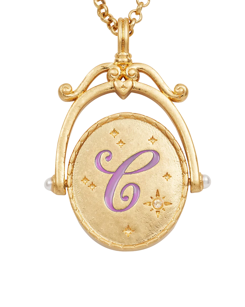 C Initial Cornflower Gold Spinner Necklace