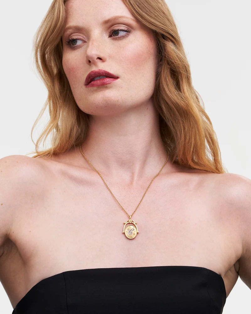 C Initial Cornflower Gold Spinner Necklace