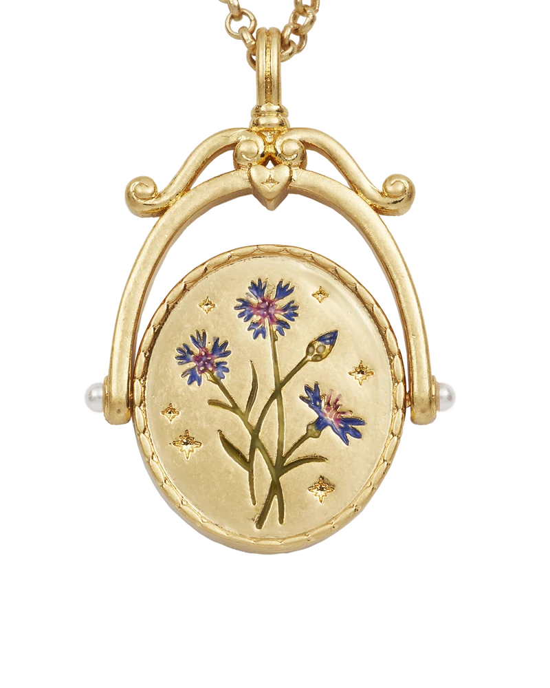 C Initial Cornflower Gold Spinner Necklace