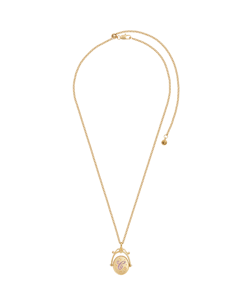 C Initial Cornflower Gold Spinner Necklace