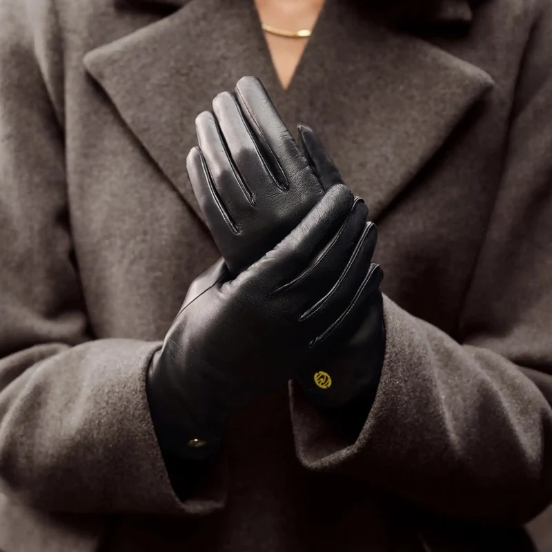 Isabel Bernard Honoré Eleanor Schwarz Ziegenfell Leder Handschuhe IB67000-301-