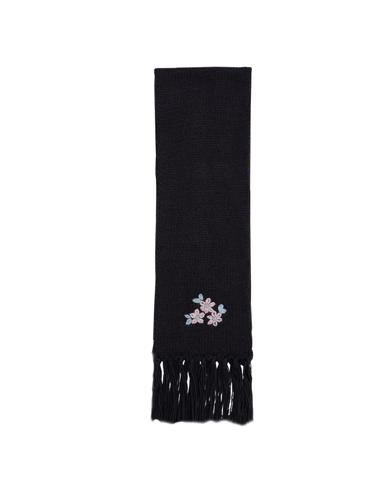Forget-Me-Not Knitted Scarf in Navy