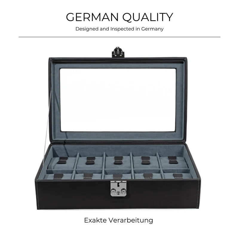 INFINITY Uhrenbox aus Leder für 10 Uhren