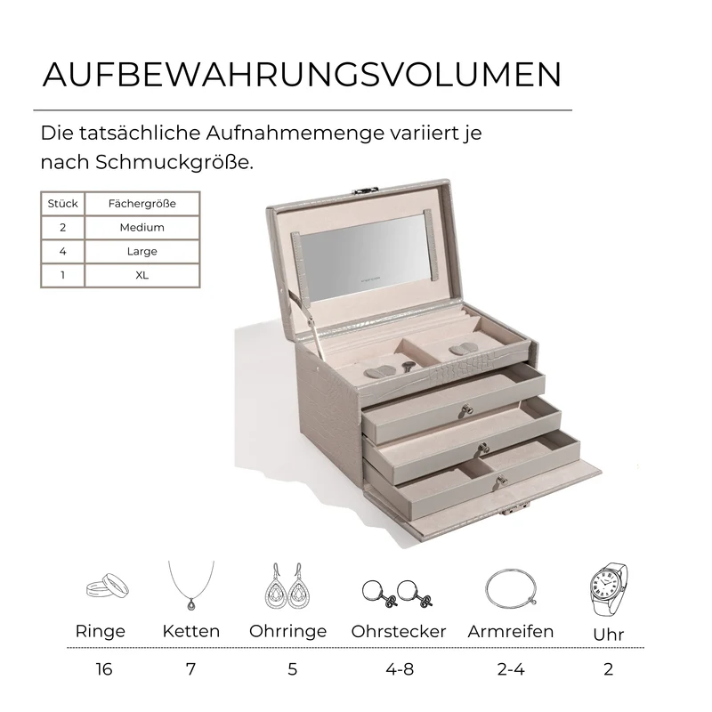 CAIMAN Schmuckkasten in Kroko Optik