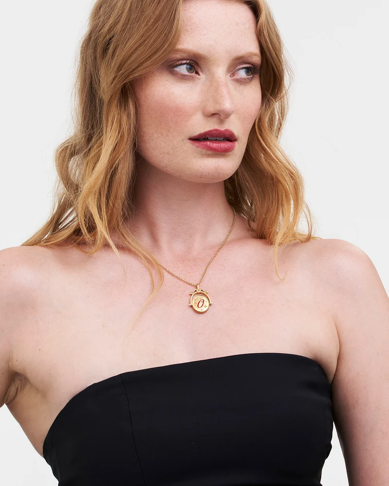 O Initial Orchid Gold Spinner Necklace