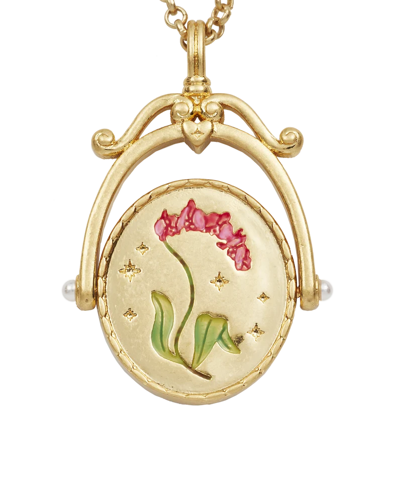 O Initial Orchid Gold Spinner Necklace