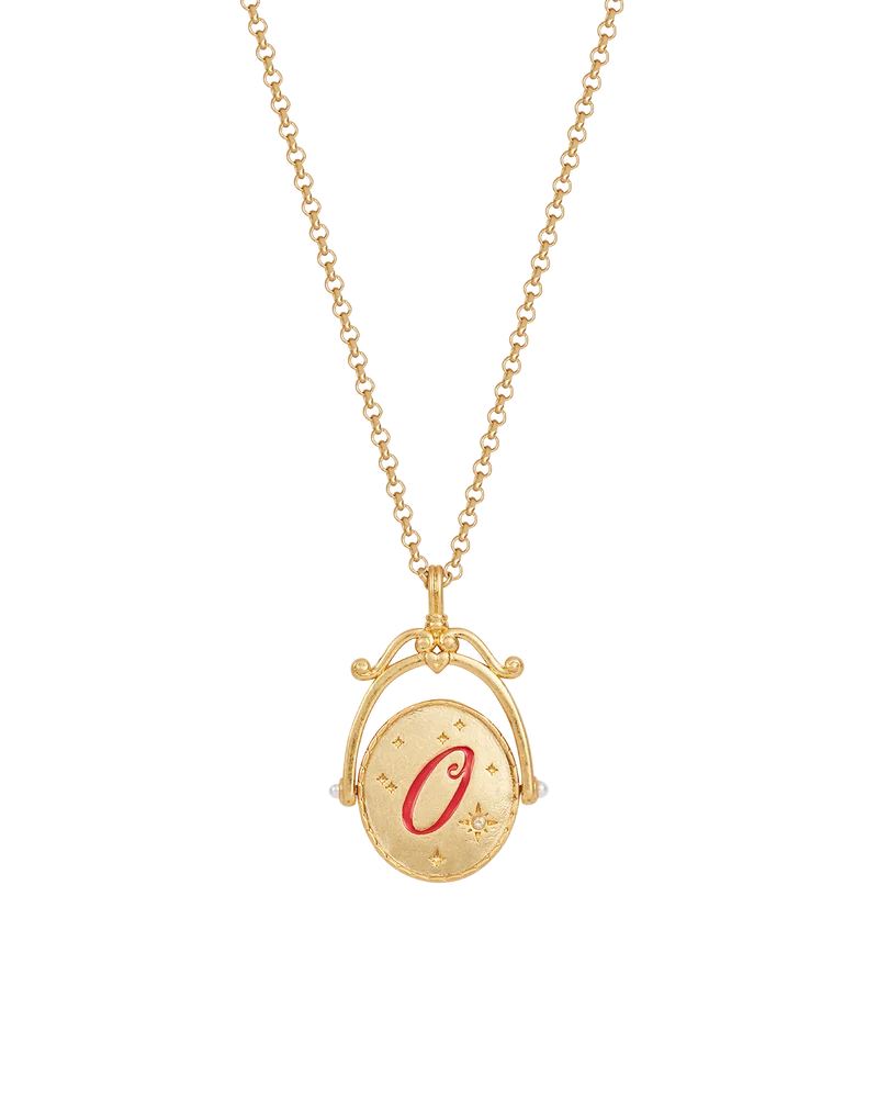 O Initial Orchid Gold Spinner Necklace