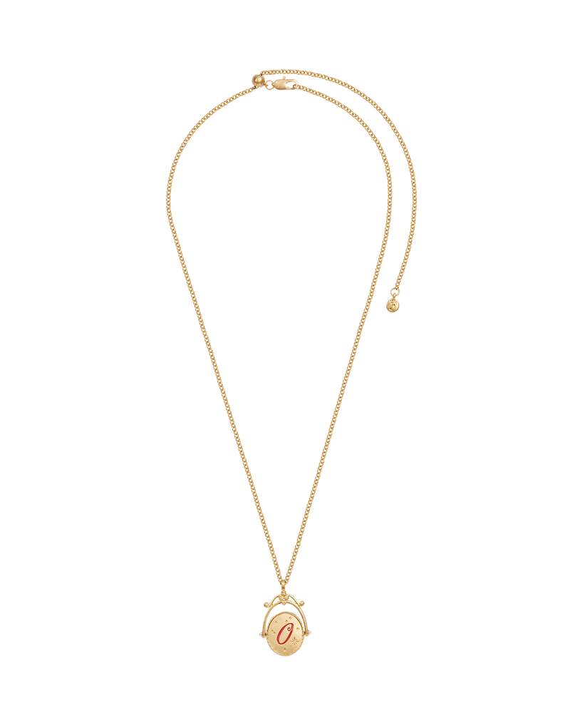 O Initial Orchid Gold Spinner Necklace
