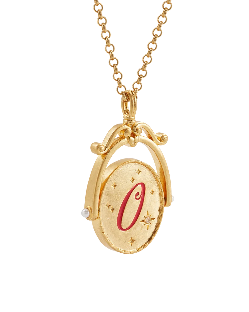 O Initial Orchid Gold Spinner Necklace