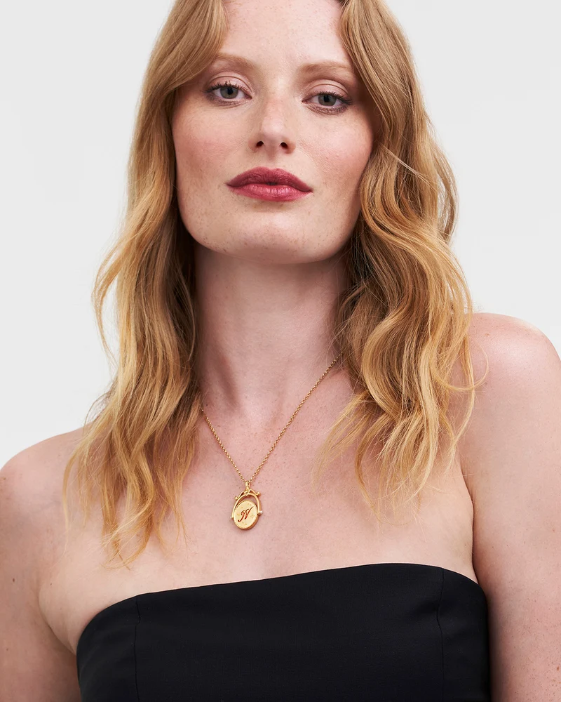 N Initial Nasturtium Gold Spinner Necklace