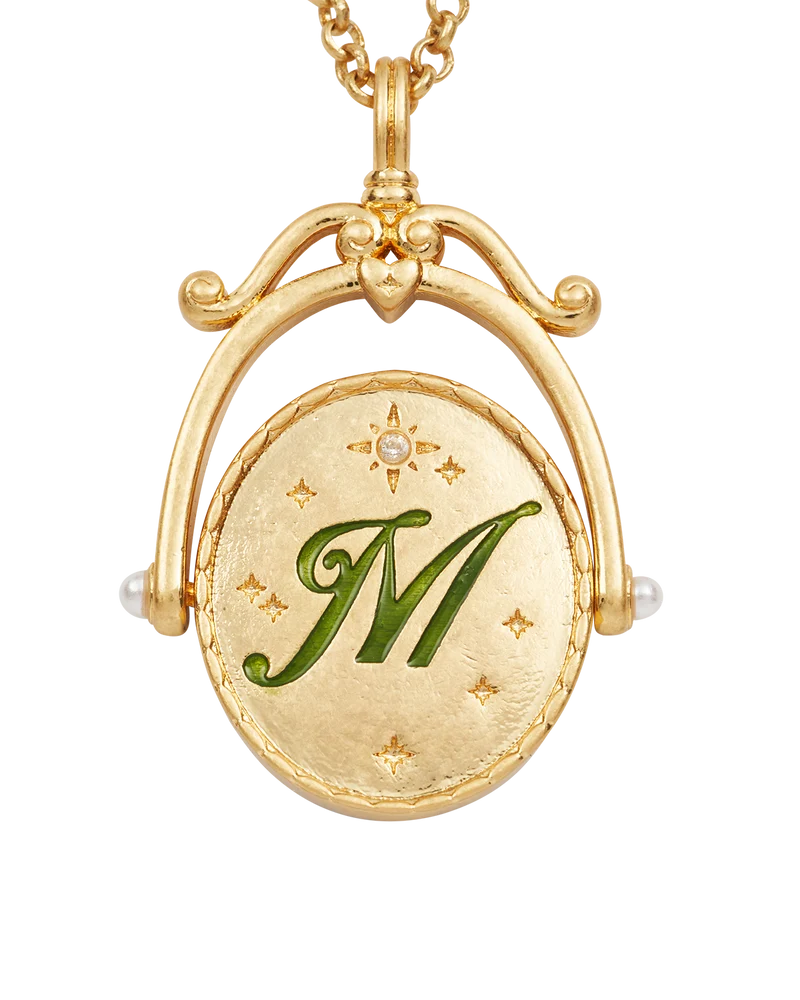 M Initial Magnolia Gold Spinner Necklace