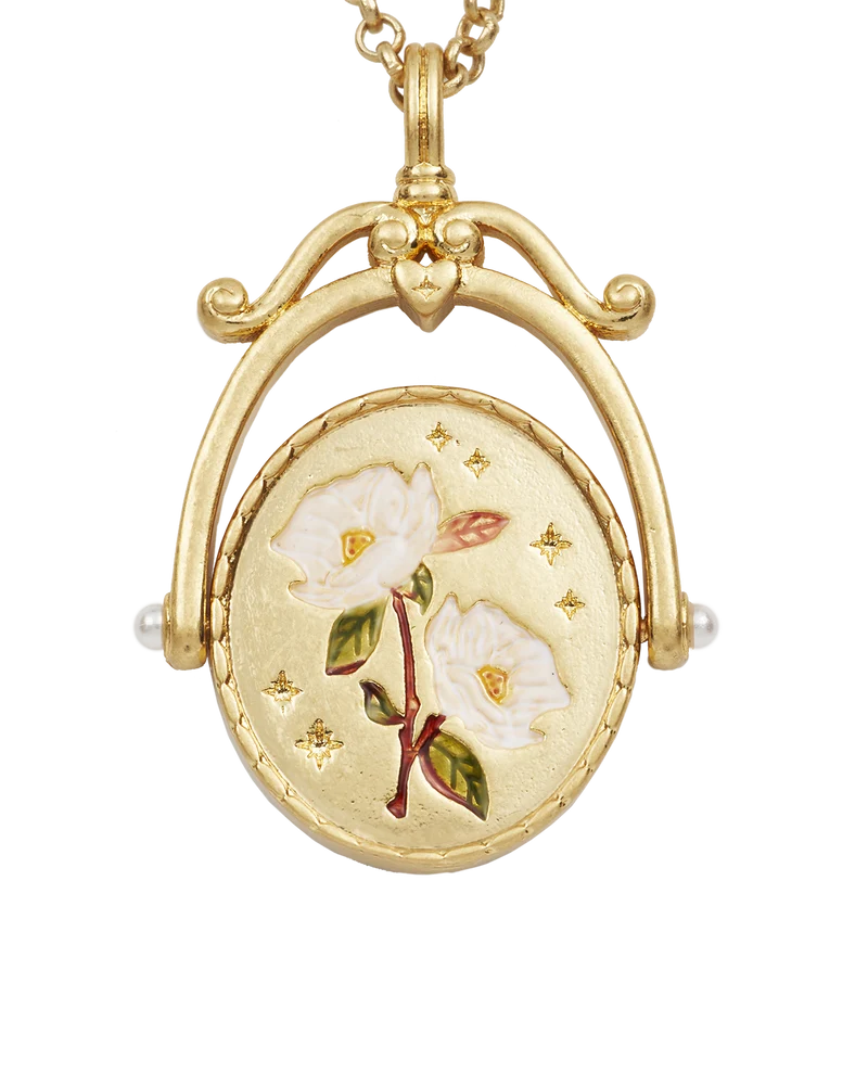 M Initial Magnolia Gold Spinner Necklace