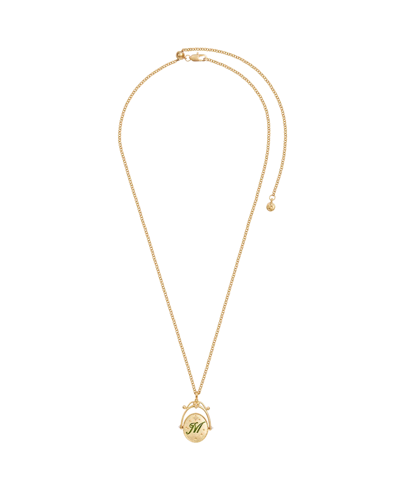 M Initial Magnolia Gold Spinner Necklace