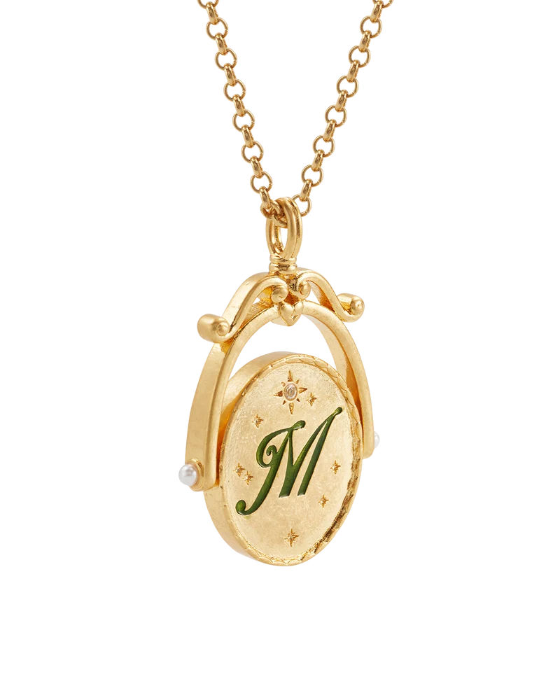 M Initial Magnolia Gold Spinner Necklace