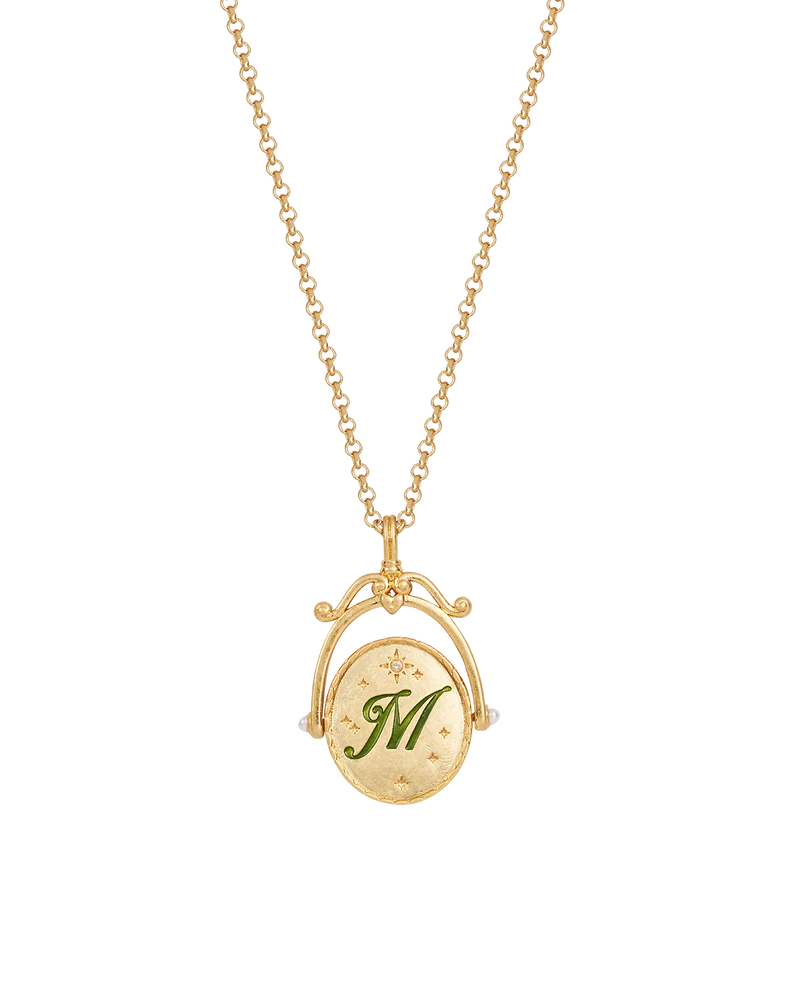 M Initial Magnolia Gold Spinner Necklace