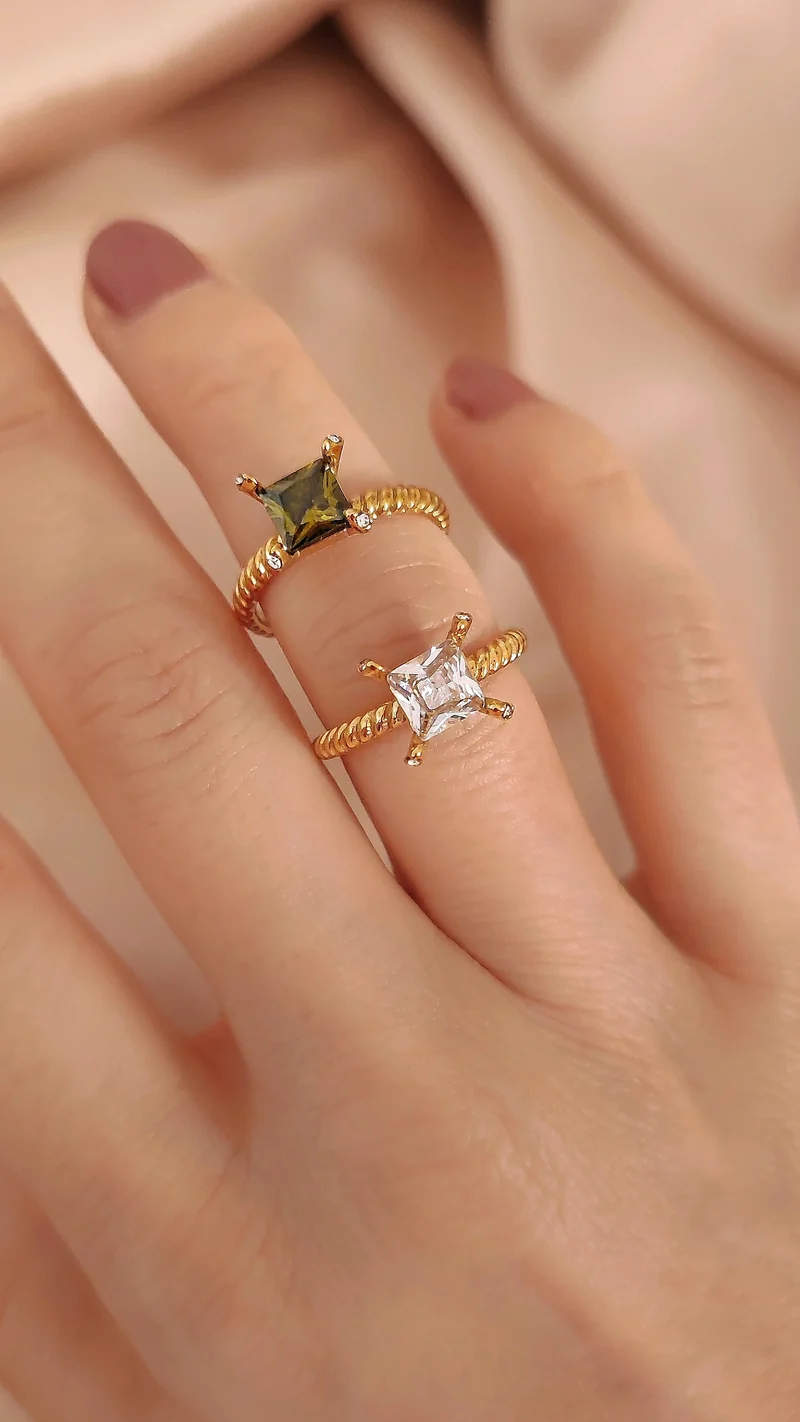 Green Cube Ring