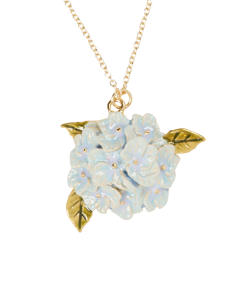 Enamel Hydrangea Gold Necklace