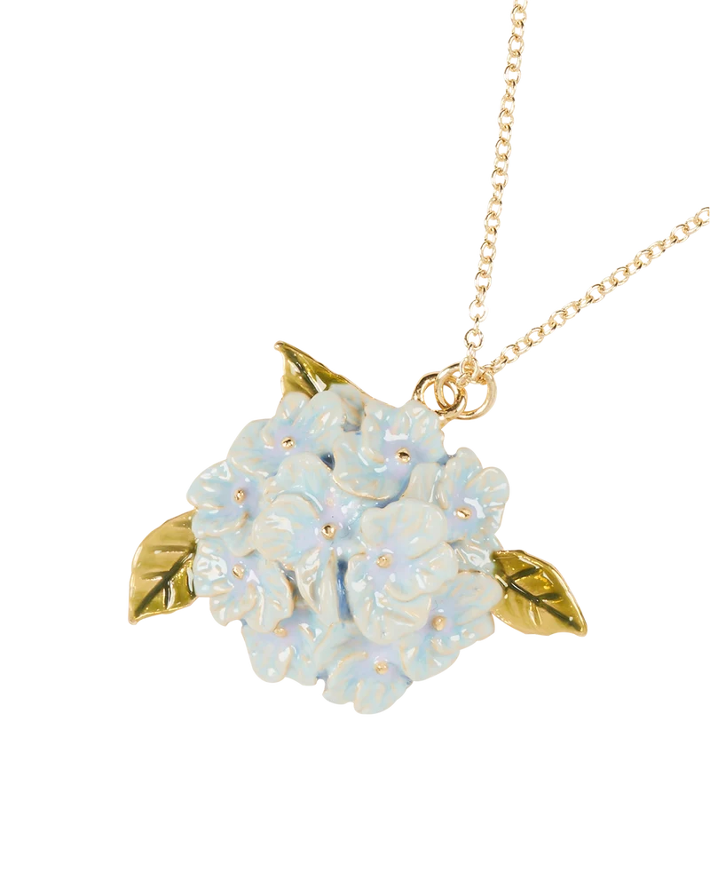 Enamel Hydrangea Gold Necklace