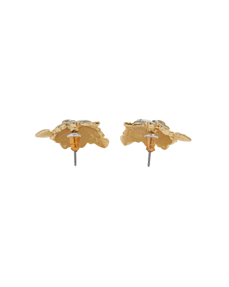 Enamel Hydrangea Gold Earrings