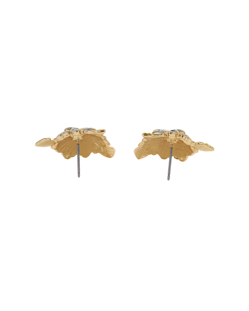 Enamel Hydrangea Gold Earrings