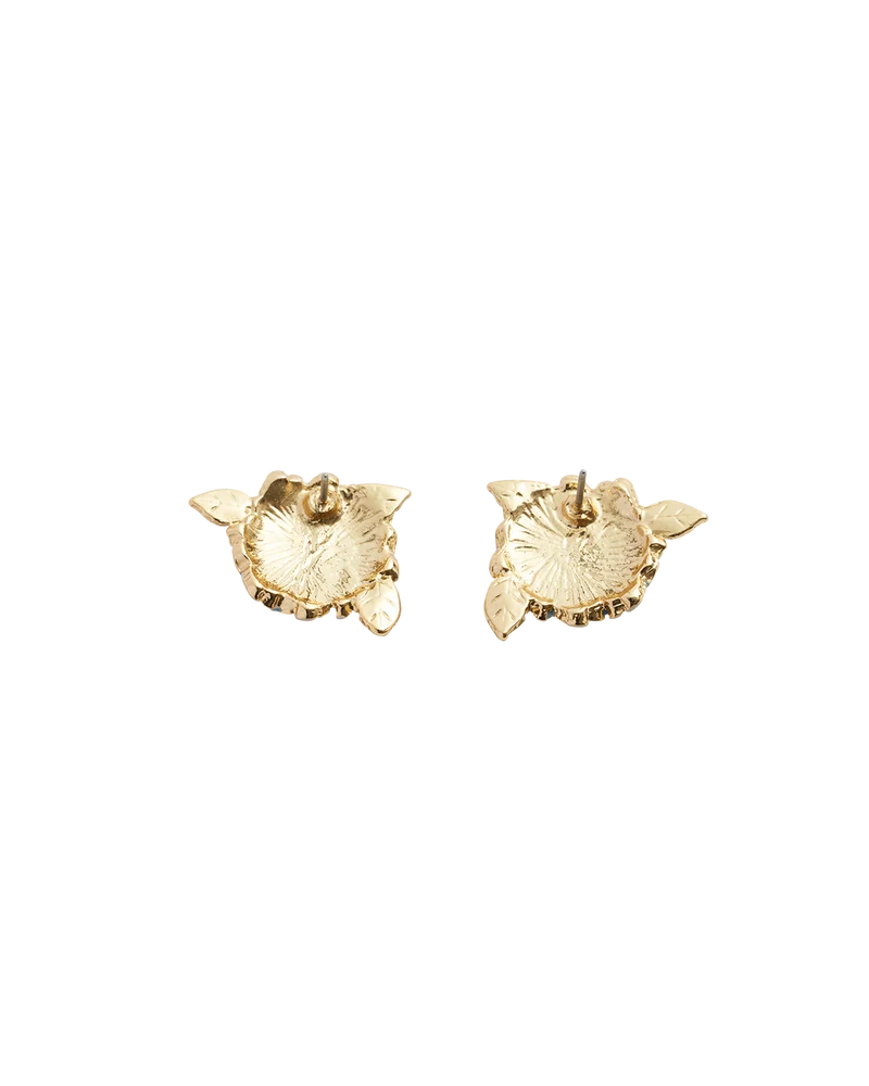 Enamel Hydrangea Gold Earrings