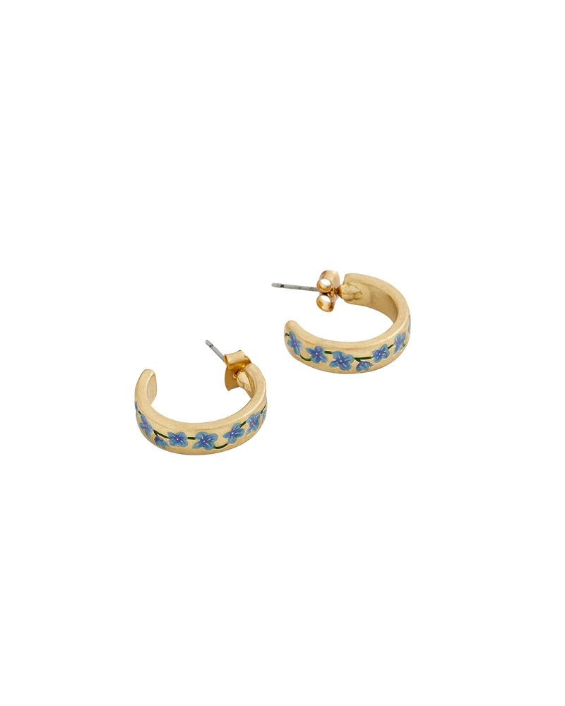 Blue Forget-Me-Not Hoop Earings