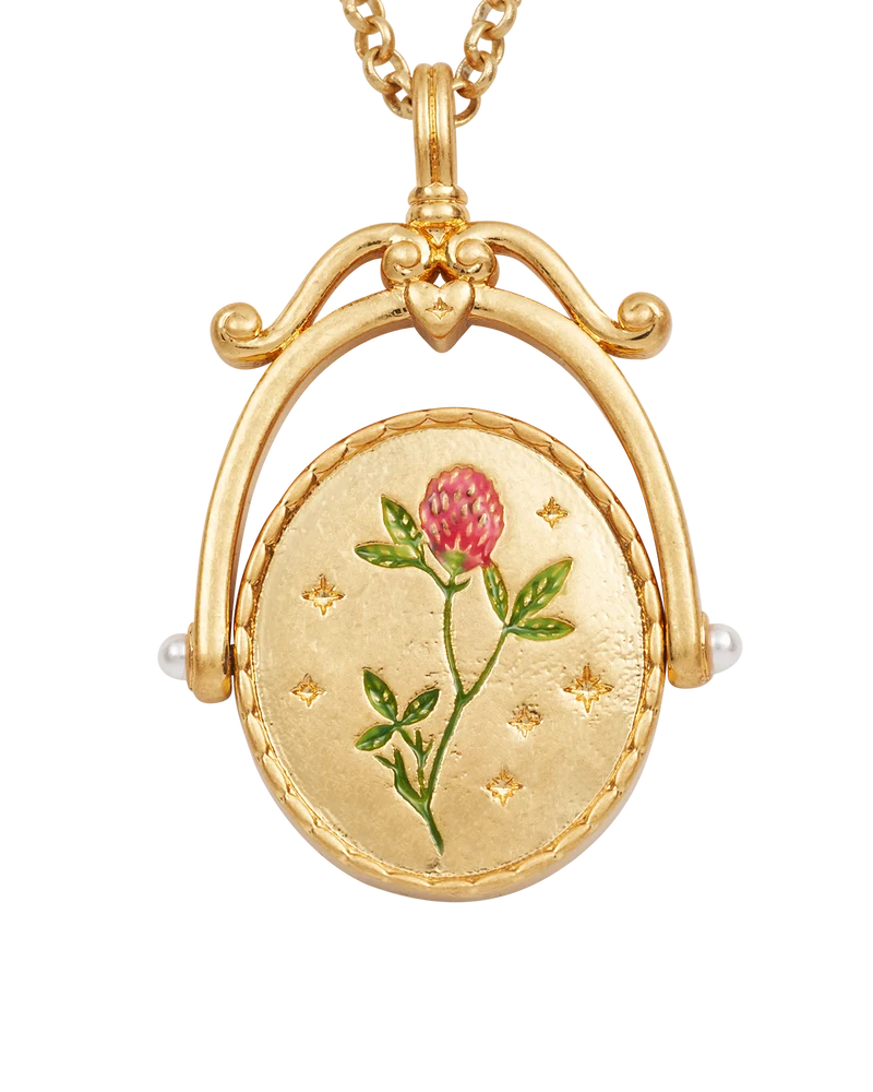 Z Initial Zigzag Clover Gold Spinner Necklace